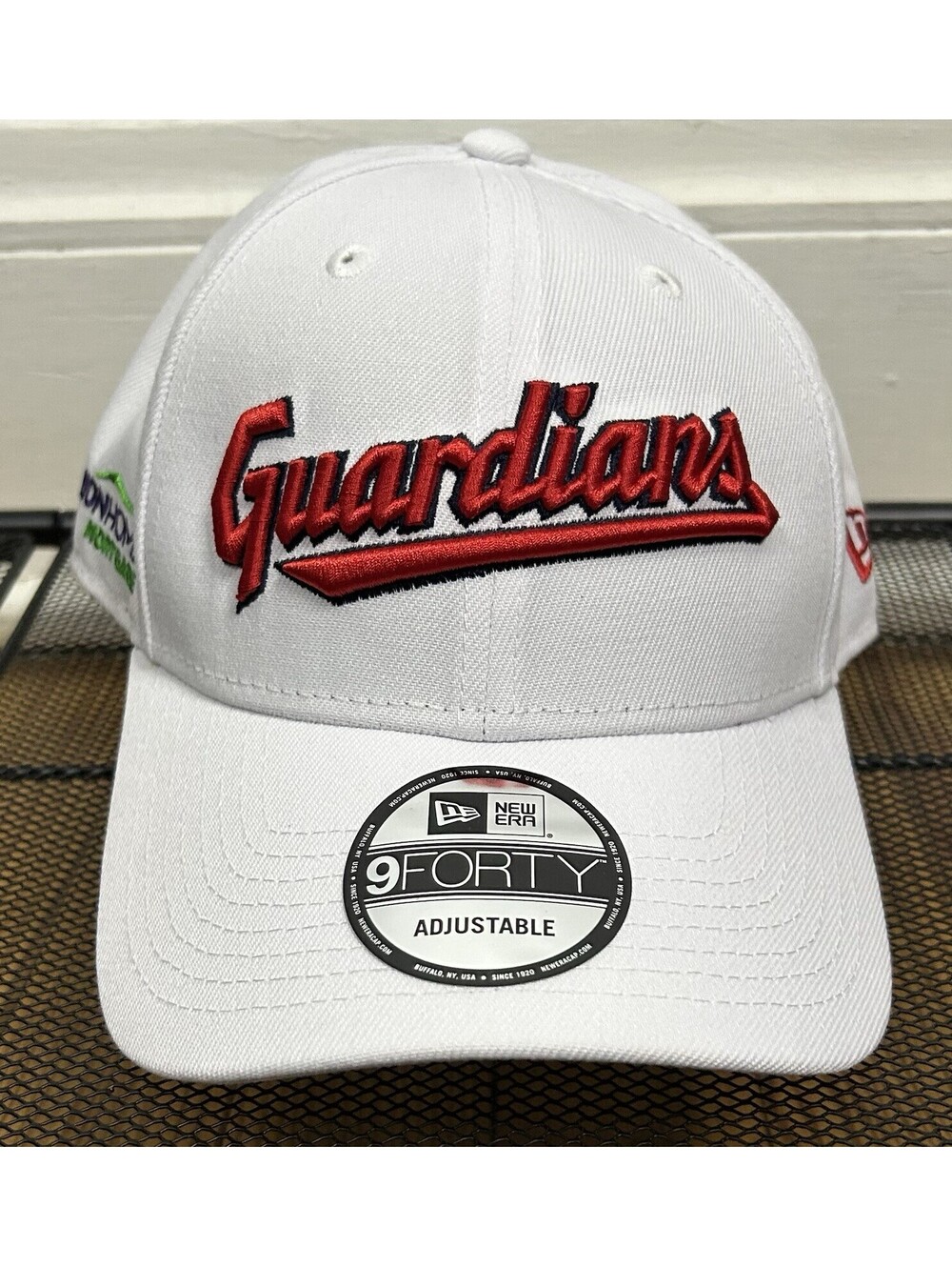 New Era Cleveland Guardians Adjustable Hat Union Home Mortgage OSFM (White)